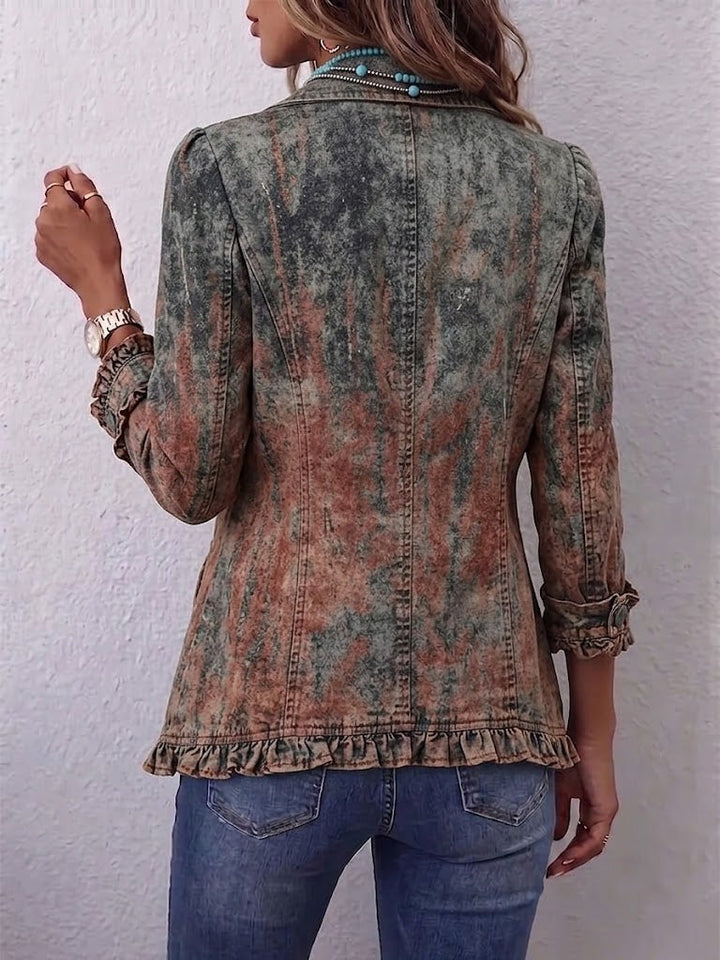 Zoey | Veste à volants en imprimé texturé vintage dégradé
