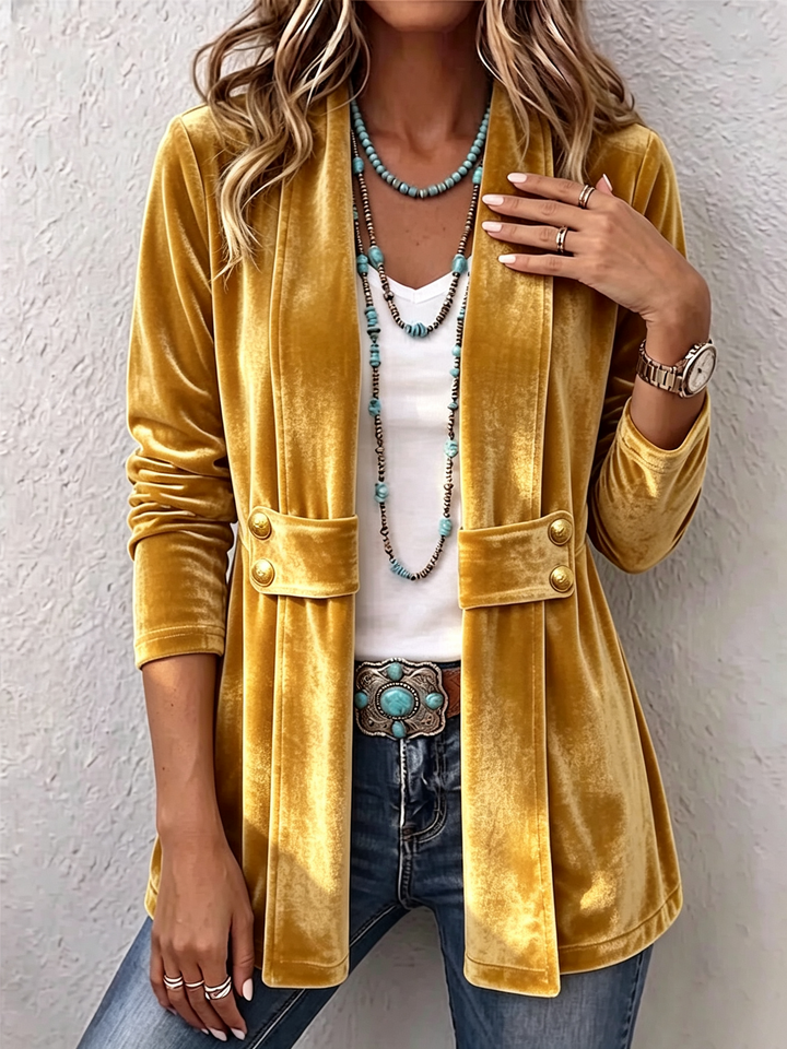 Avery | Veste Vintage avec Accent sur les Boutons à Manches Longues et Ouverture Frontal