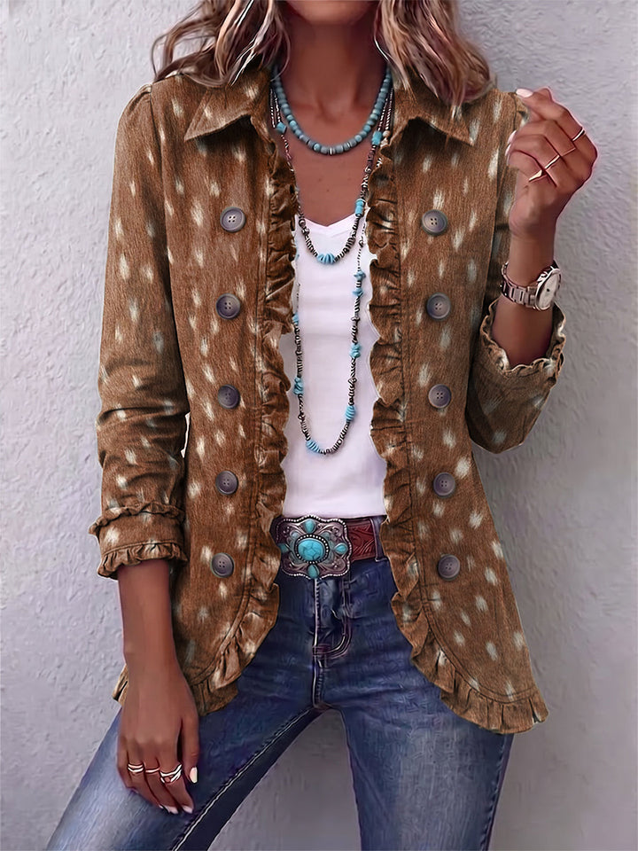 Layla | Veste Boho à Motif Animal avec Volants