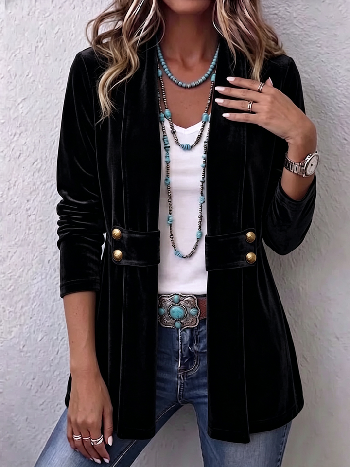 Avery | Veste Vintage avec Accent sur les Boutons à Manches Longues et Ouverture Frontal