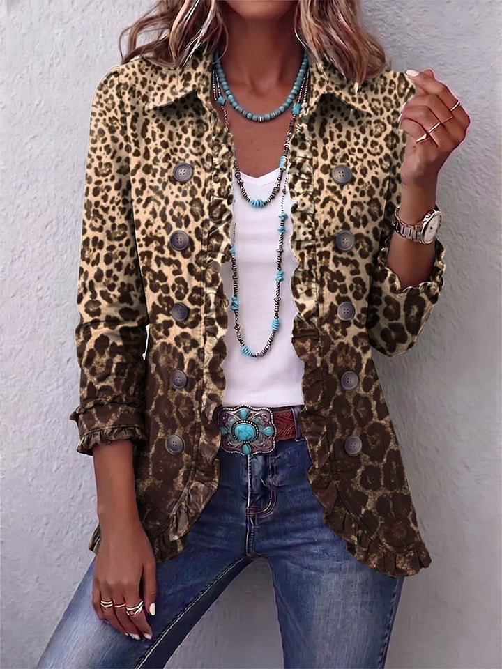 Abigail | Veste à volants léopard