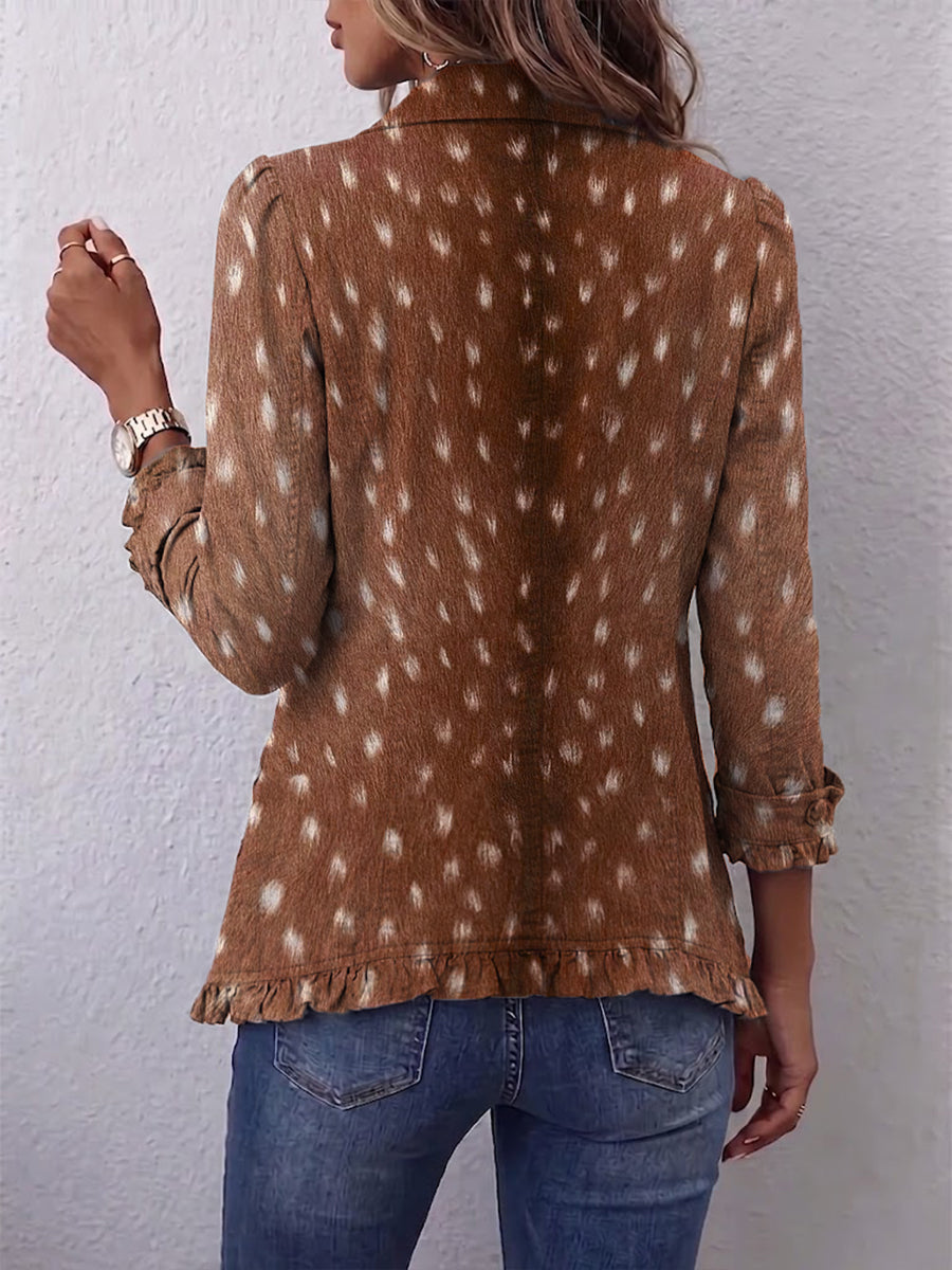 Layla | Veste Boho à Motif Animal avec Volants