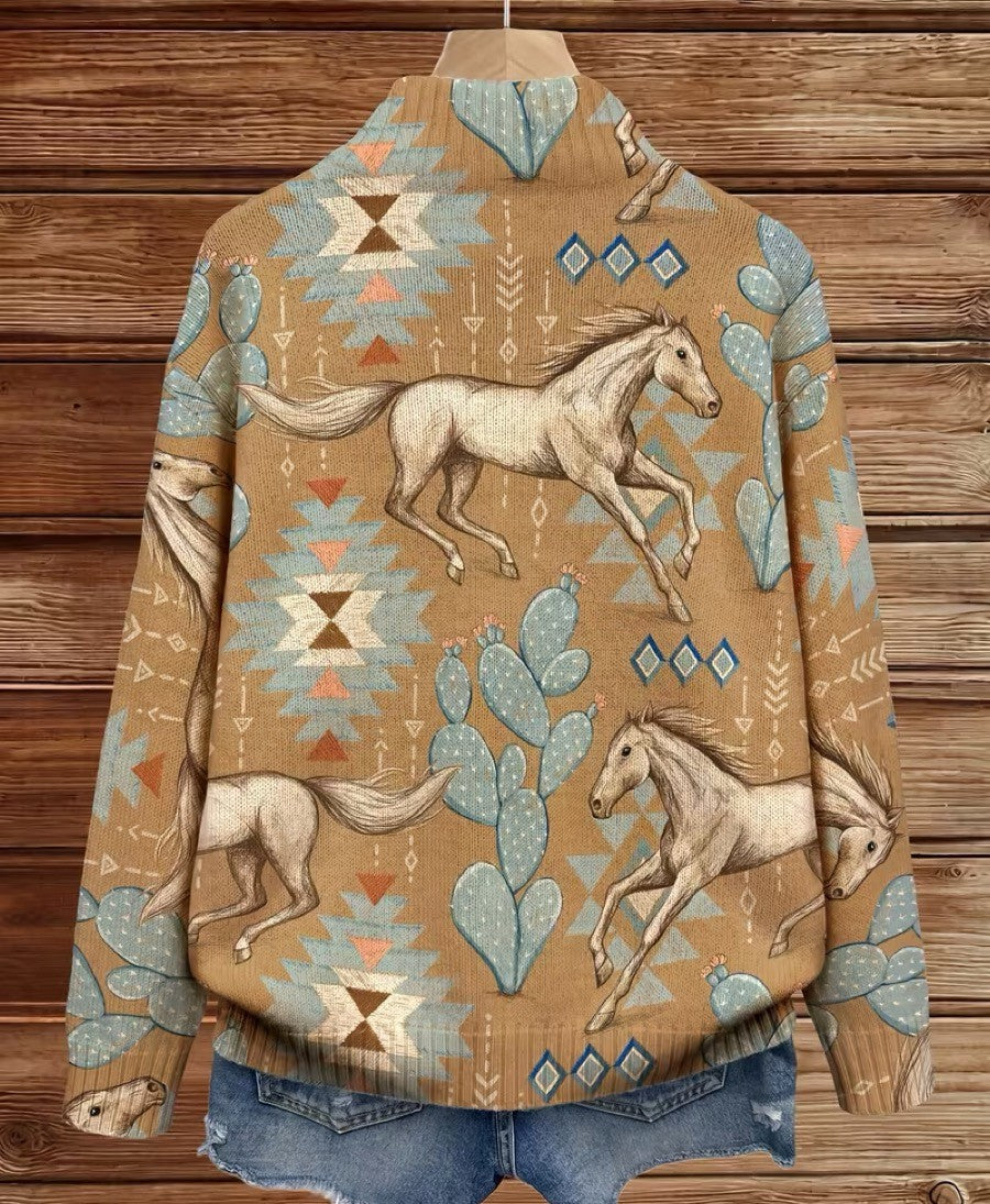 Perpetua - Cardigan zippé en couleur désert et cactus
