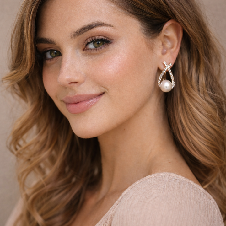 Boucles d'oreilles avec perles et paillettes
