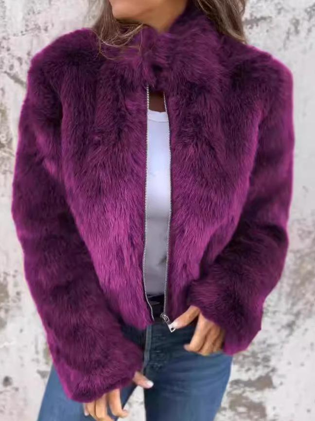 Manteau en fourrure avec fermeture éclair