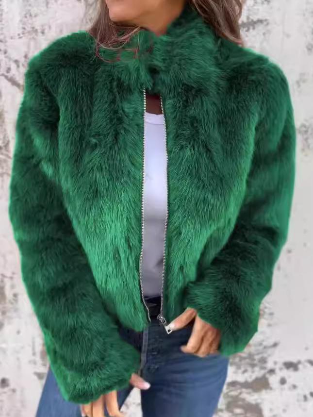 Manteau en fourrure avec fermeture éclair