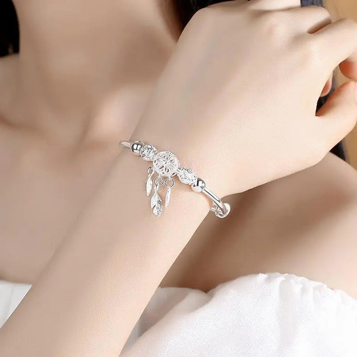 Bracelet avec pendentif attrape-rêves en argent