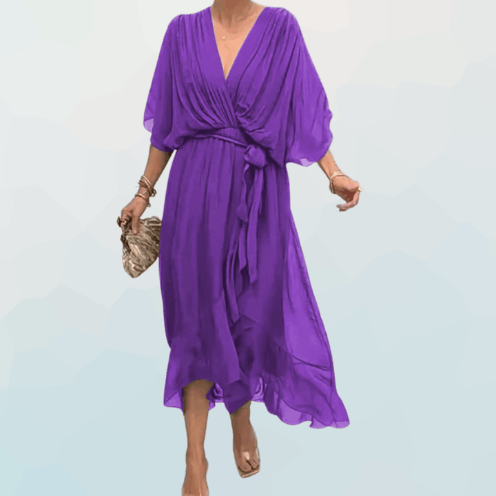 Monica - Robe en chiffon avec décolleté en V