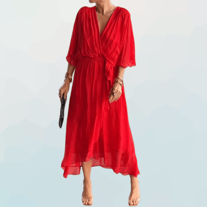 Monica - Robe en chiffon avec décolleté en V