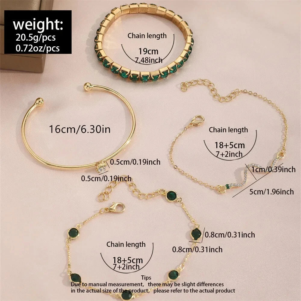 Ensemble de Bracelets en Pierre Précieuse Verte