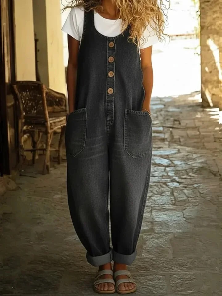 Valentina - Salopette en denim vintage en coton lavé