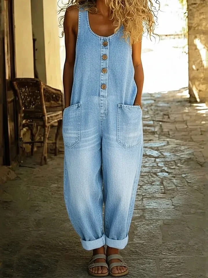 Valentina - Salopette en denim vintage en coton lavé