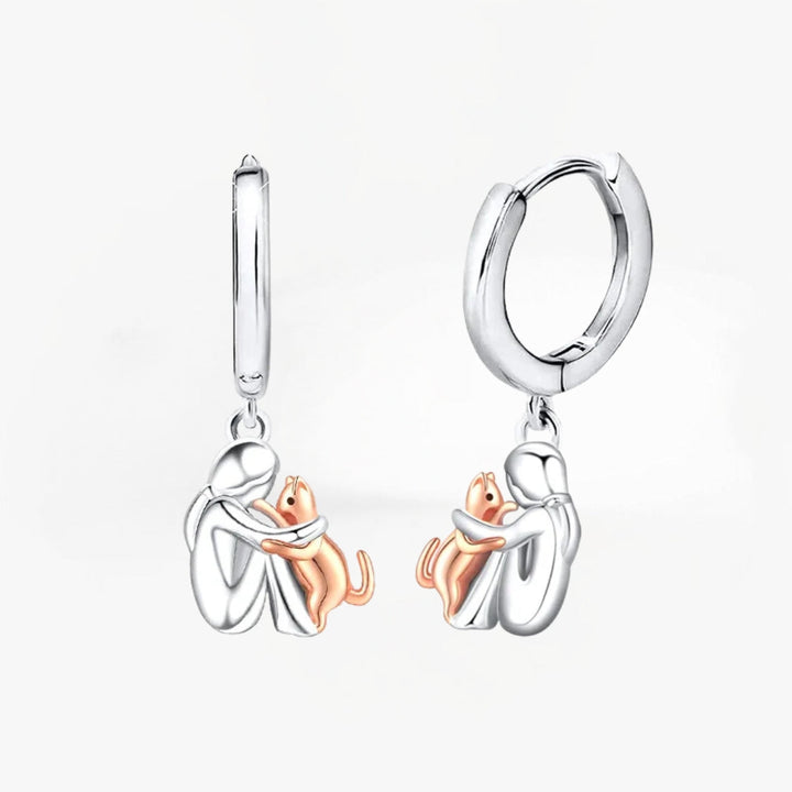 Lily™ - Boucles d'Oreilles Icône de Chat (Fermoir Rond)