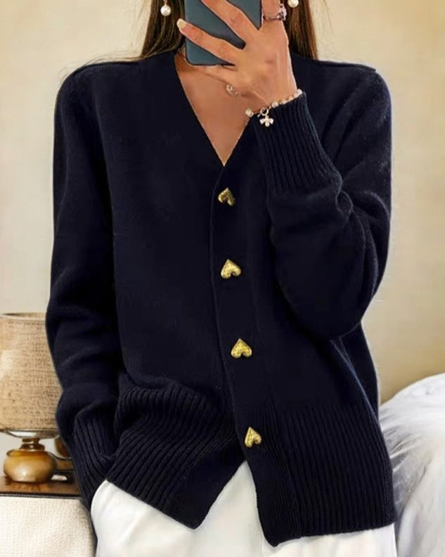 Eline™ | Élégant cardigan avec des boutons en forme de cœur