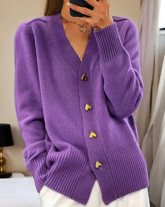 Eline™ | Élégant cardigan avec des boutons en forme de cœur