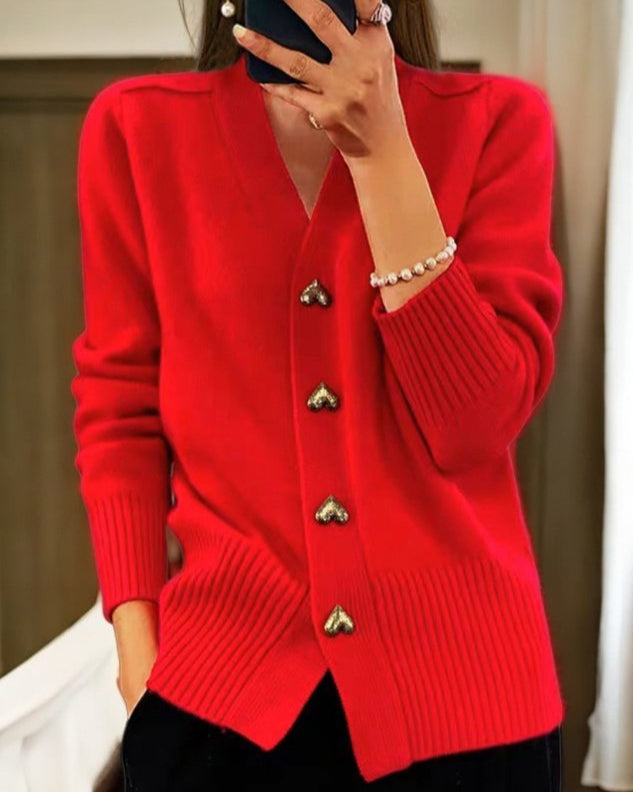 Eline™ | Élégant cardigan avec des boutons en forme de cœur