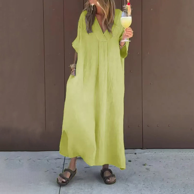 Luna™ | Robe en Coton Mélangé à Décolleté en V