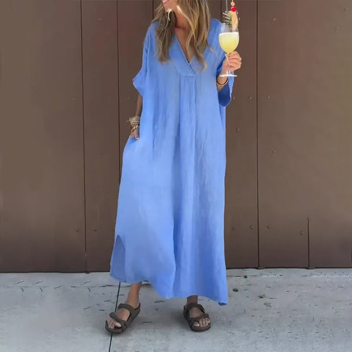 Luna™ | Robe en Coton Mélangé à Décolleté en V