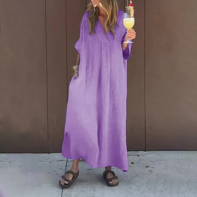 Luna™ | Robe en Coton Mélangé à Décolleté en V