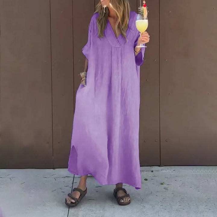 Luna™ | Robe en Coton Mélangé à Décolleté en V