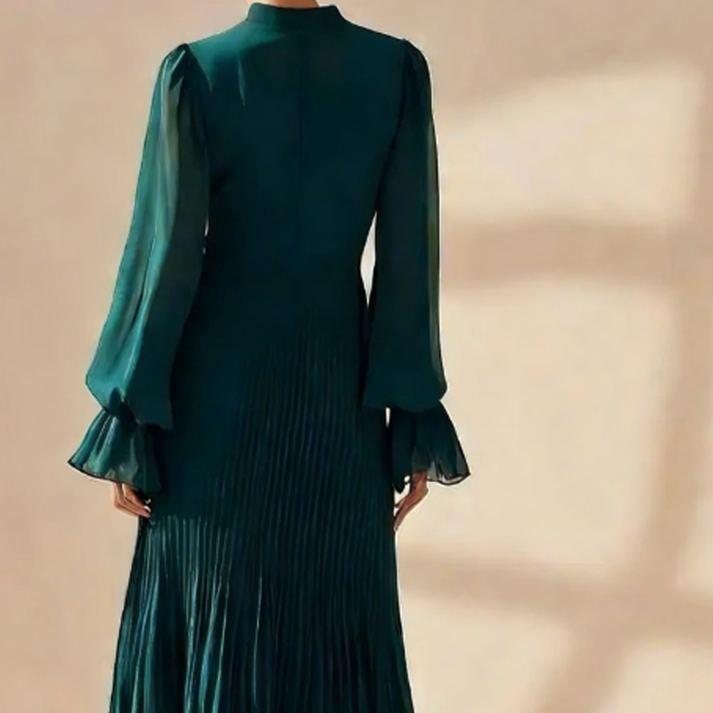 Robe midi plissée élégante avec volants