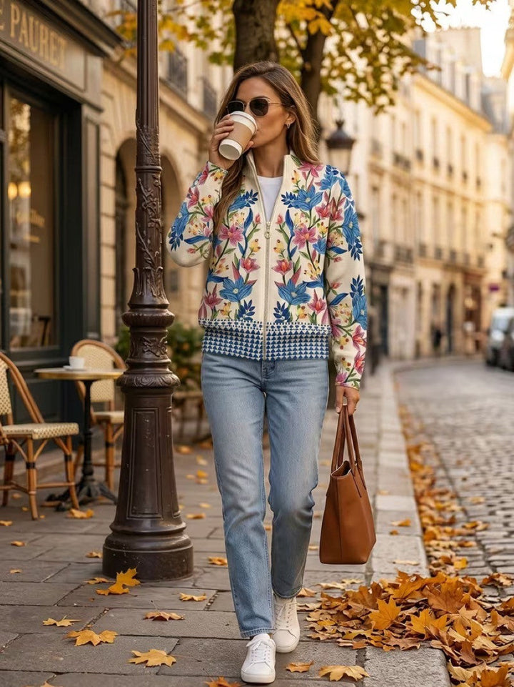 Tabitha - Cardigan Floral avec Fermeture Éclair dans le Jardin Botanique
