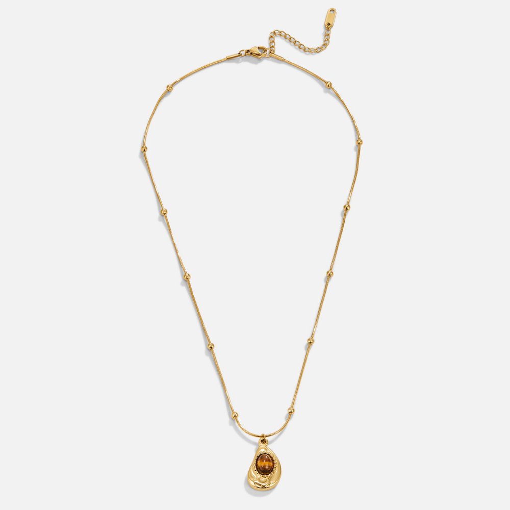 Collier en Or Élégant avec Oeil de Tigre
