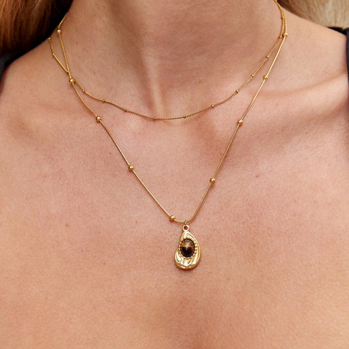 Collier en Or Élégant avec Oeil de Tigre