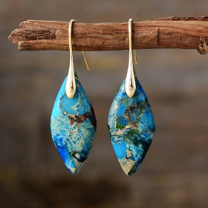 Boucles d'oreilles en forme de goutte avec pierre naturelle