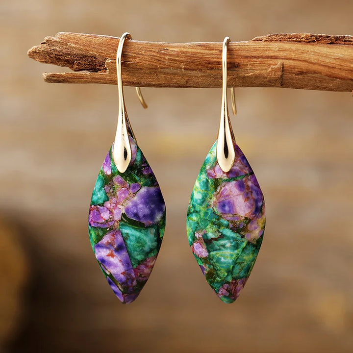 Boucles d'oreilles en forme de goutte avec pierre naturelle