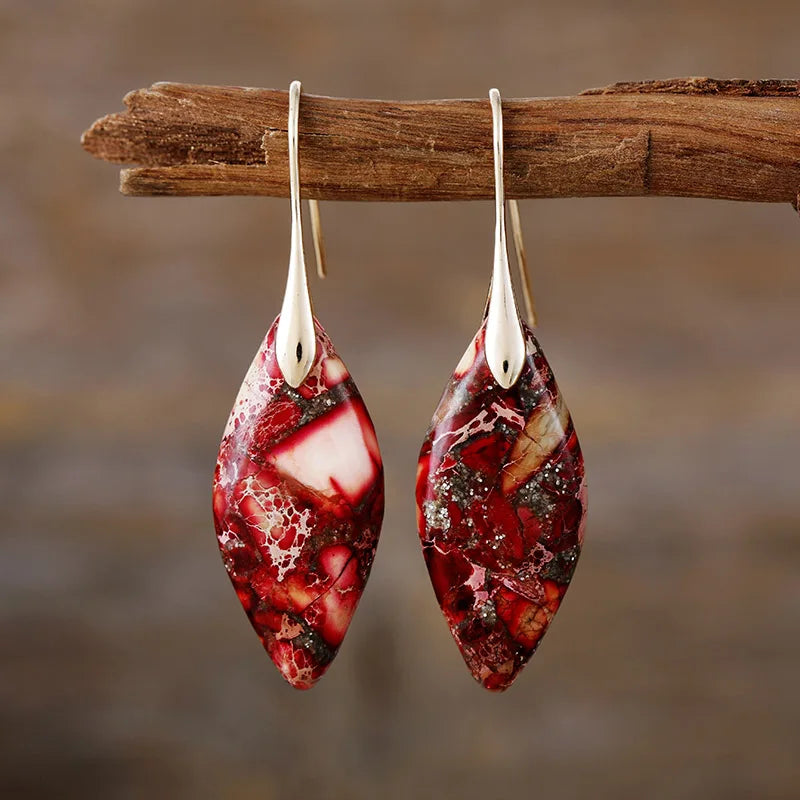 Boucles d'oreilles en forme de goutte avec pierre naturelle