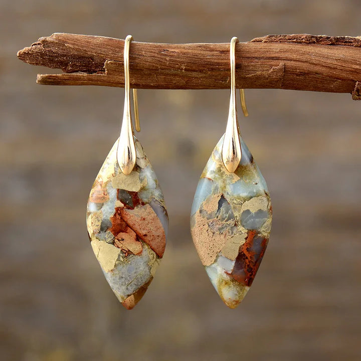 Boucles d'oreilles en forme de goutte avec pierre naturelle