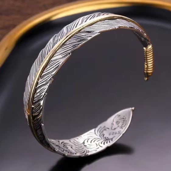 Bracelet Ajustable Vintage en Plume