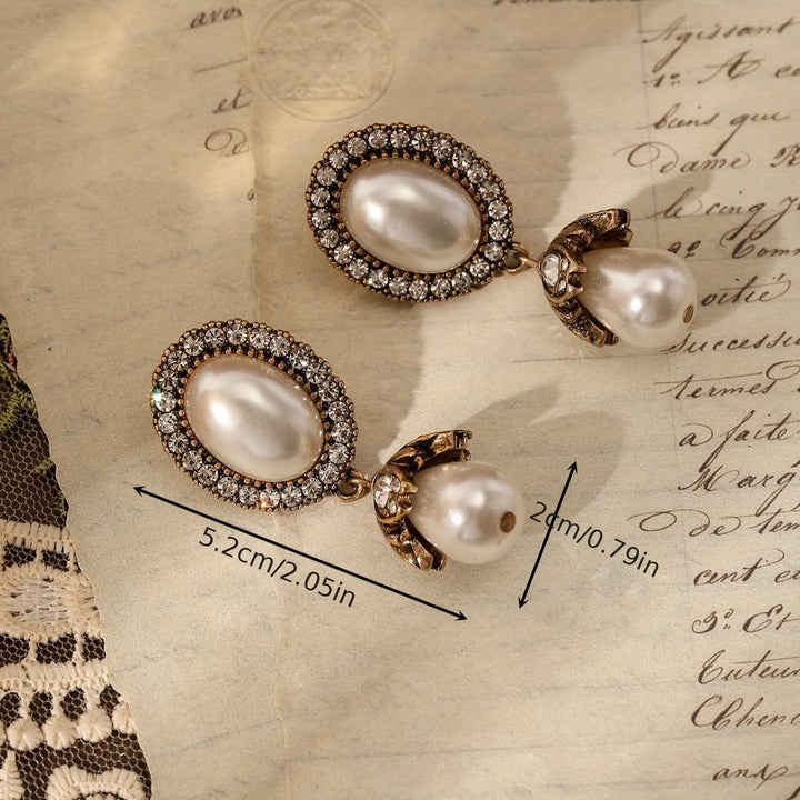 Boucles d'oreilles pendantes vintage en perles