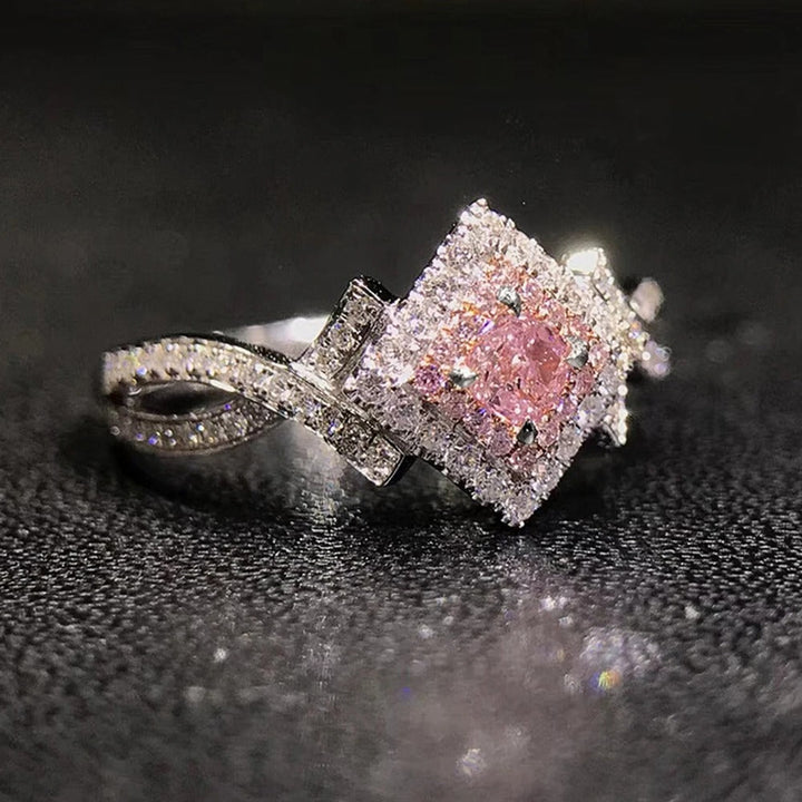 Bague Vintage en Diamant Rose et Cristal