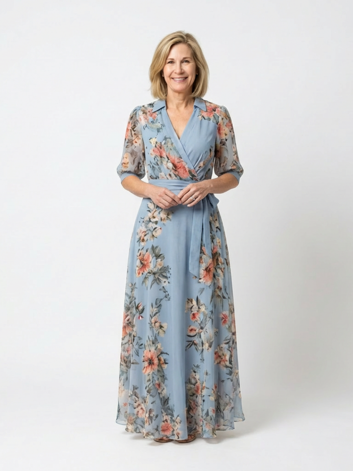 Elowen | Robe maxi à décolleté en V et motifs floraux