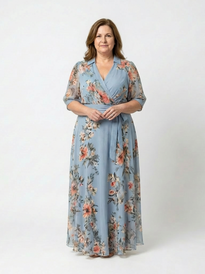 Elowen | Robe maxi à décolleté en V et motifs floraux