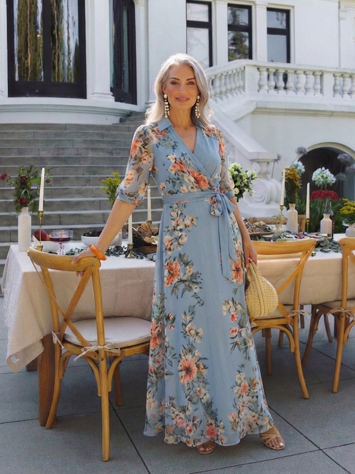 Elowen | Robe maxi à décolleté en V et motifs floraux