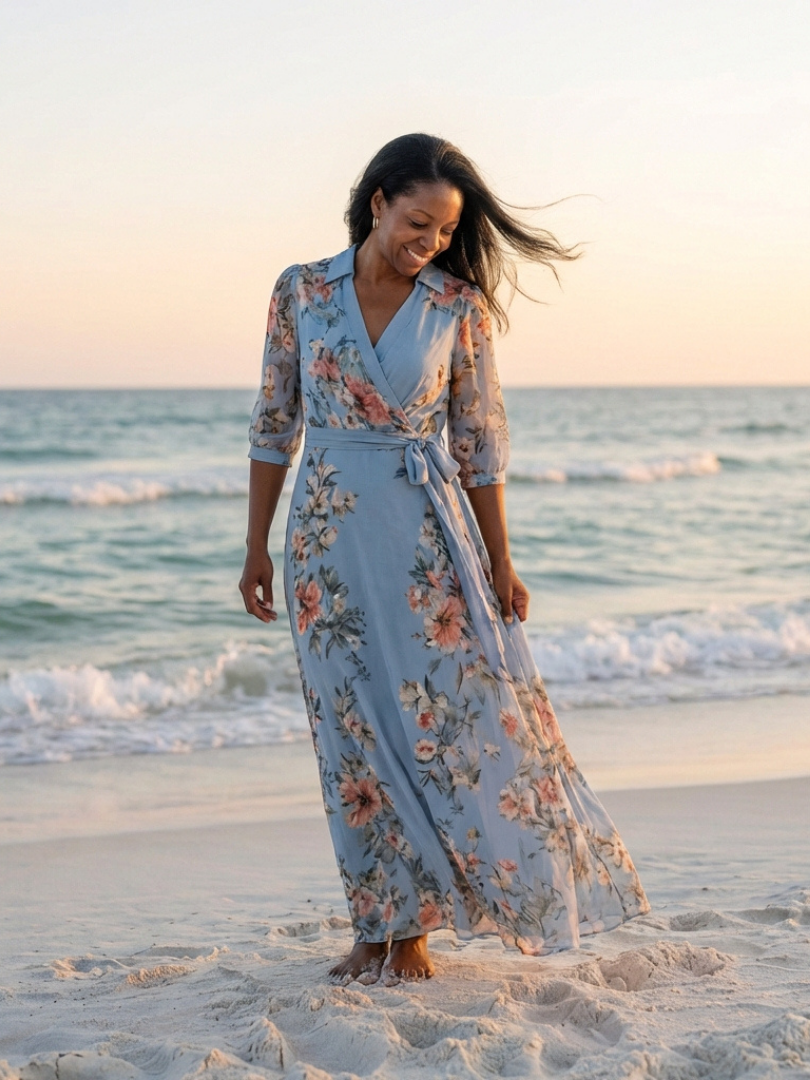 Elowen | Robe maxi à décolleté en V et motifs floraux