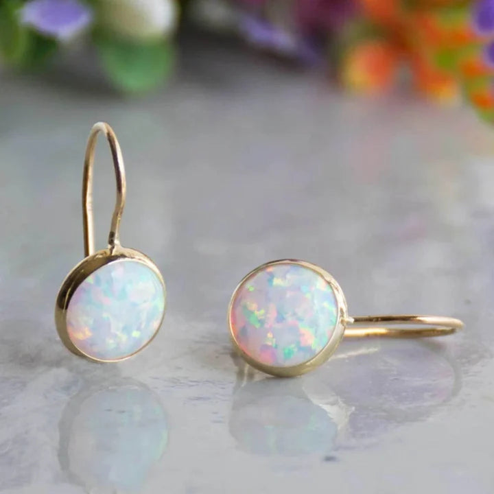 Boucles d'oreilles vintage en opale blanche