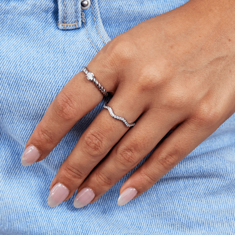 Bague Zenya Kristal en Vague Argentée