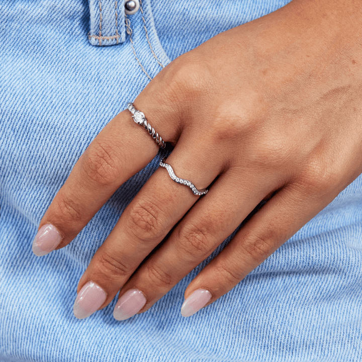 Bague Zenya Kristal en Vague Argentée